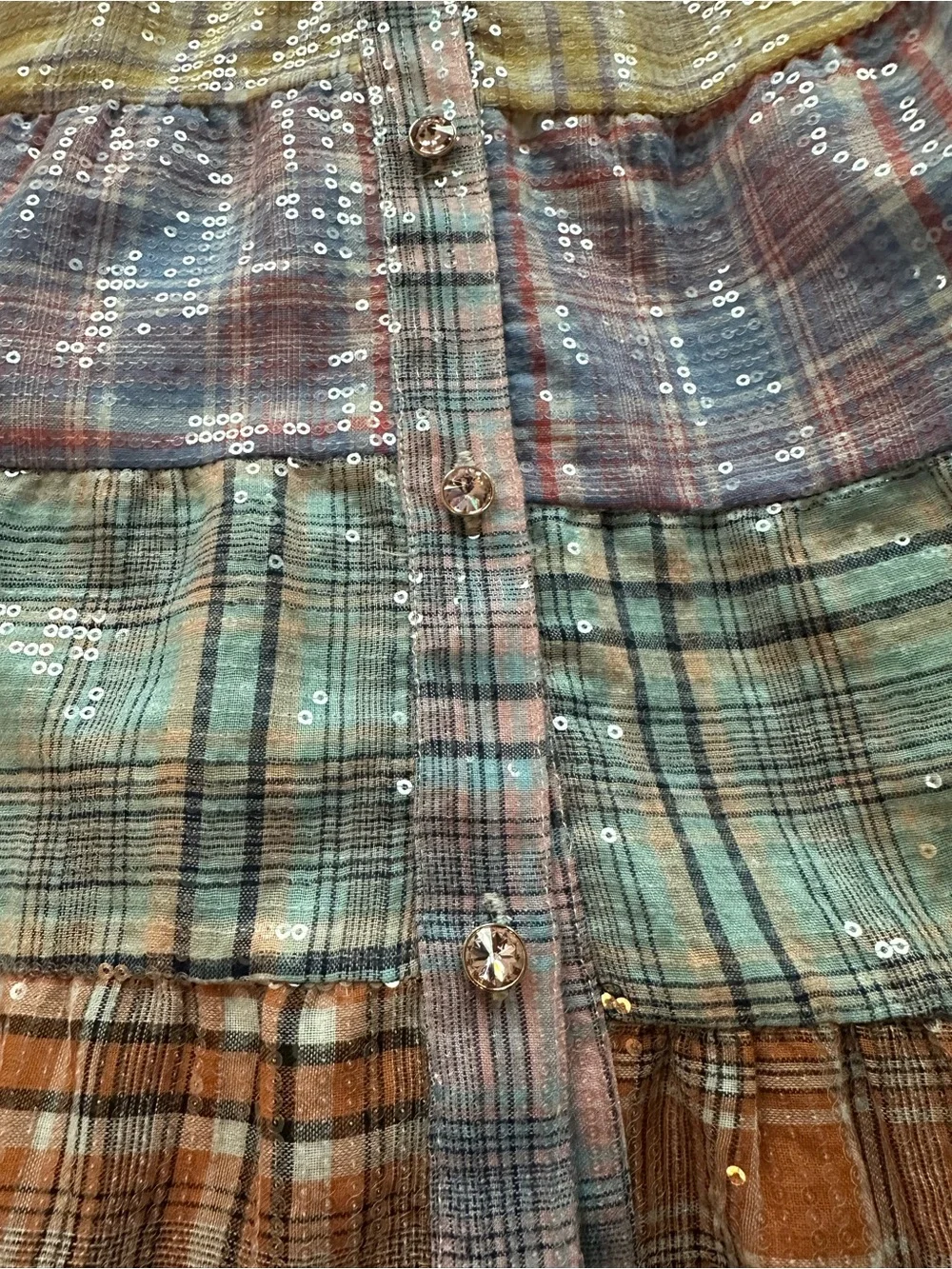 Queen of Sparkles Pastel Plaid Sequin Tier Dress. Size XS Excellent condition!